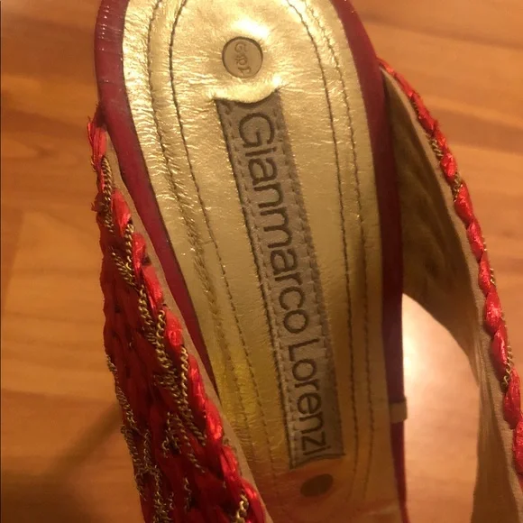 Gianmarco Lorenzi Red Platform Stiletto Heels. Red Patent Leather. EU 37, US 7. - Picture 2 of 9